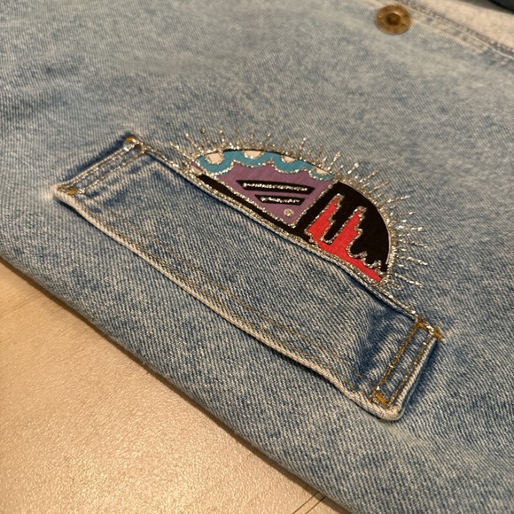 Vintage 90s #Denim Fringe Trench • Aztec #Western Jacket • FREE SHIPPING - Picture 4 of 9